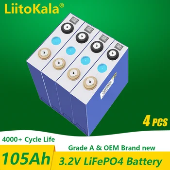 1-4PCS LiitoKala 3.2 V 100Ah 105AH LiFePO4 nabíjateľná batéria DIY12V 24V je vhodná pre golfové autíčko a loďou, solárny systém