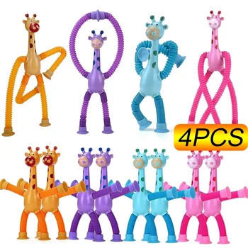 1-4pcs Teleskopická Pop Trubice Žirafa Zmyslové Hračky Deti odbúranie Stresu Hry Raného Vzdelávania prísavky Žirafa Hrá Dary