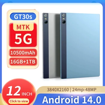 12 palcový 2023 Nový Android, 14.0 Tablet PC 16GB+1 TB dual SIM karty, GPS, WIFI, 5G hovor dotyková klávesnica Google Play Global Edition