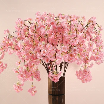 1PC Živé Umelé Čerešňové Kvety Falošné Kvety Leaf Sakura Kvetinový Svadobné Kytice Party Dekor Hodvábneho Kvetu DIY Domáce Dekorácie