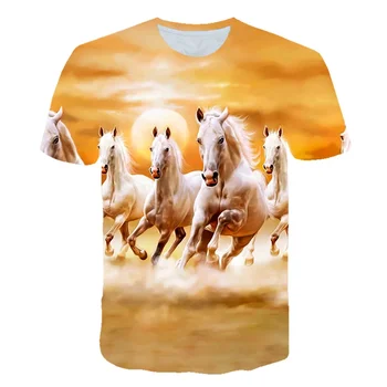 2023 Lete Novej pánskej a dámskej Módy Bežné Krátke Rukáv Top Zvierat Kôň Série 3D Digitálna Tlač Voľné Veľkosť T-shirt