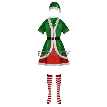 2023 zelená Elf Dievčatá vianočný Kostým Festival Santa Doložka pre Dievčatá Nový Rok deti oblečenie Maškarný Xmas Party Šaty