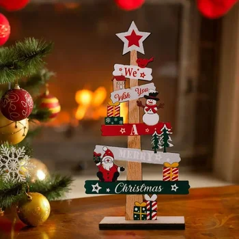 2024 Nové Rokov Strany Darčeky Ploche Vianočný Stromček Santa Claus DIY Drevené Dekorácie Vianočné Známky Doska Vianočné Dekorácie