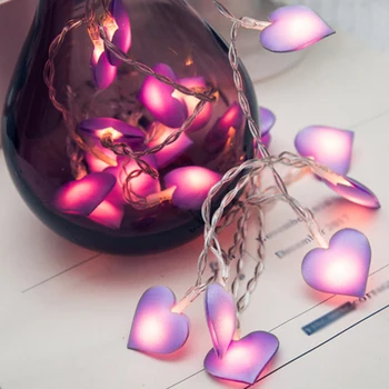 3 Farby Láska Srdce String Víla svetlá Fialová Ružová String Svetlo Vnútorné Svadobné Party Garland Valentína Lampa Dekorácie