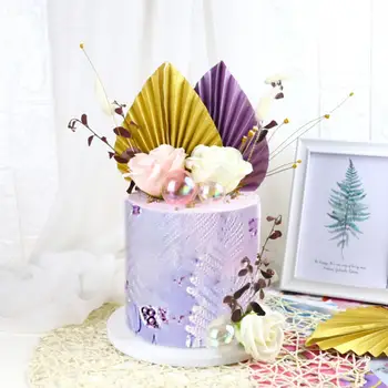 4 Nastavte Užitočné Vňaťou Dekor Oko-lov Papier Tortu Vňaťou Mini Imitácia Palmové Listy Cake Decoration