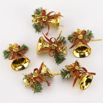 8 cm Zlato Vianočné zvončekom 6pcs Luk Uzol Bell Dekorácie na Vianočný Stromček Visí Ozdoby na Pečenie Darčeka DIY Príslušenstvo