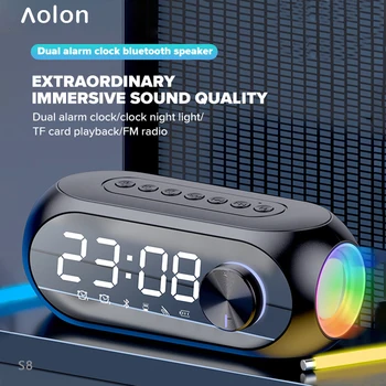 Aolon Prenosný Bluetooth Reproduktor S Duálny Budík, Zobrazenie Teploty Bezdrôtové HiFi Vysoko Kvalitné Super Hlasitosti Reproduktorov