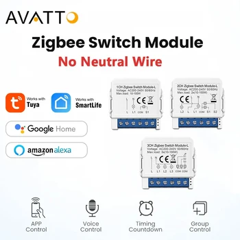 AVATTO Zigbee Smart Switch Modul,Tuya Light Switch Č Neutrálny Vodič Potrebné,Inteligentný Život APLIKÁCIE Ovládanie Práce s Alexa Domovská stránka Google