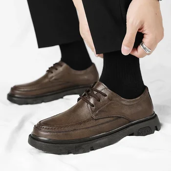 Britský pánske kožené členkové topánky klasické pánske oxford topánky nový príchod mužov, svadobné topánky cowhide kožené topánky 38-48