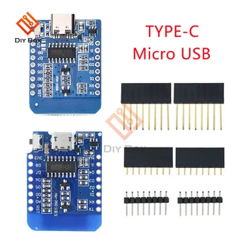 D1 Mini ESP8266 ESP-12 ESP-12F CH340G Micro USB TYP-C WeMos D1 Mini WIFI Rozvoj Board3.3V S Kolíkmi