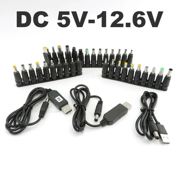 DC 5V, aby DC 9V 8.4 v 12,6 v 12V Krok Modul USB power boost lanové USB Prevodník s 34pcs DC žena nabíjačky Konektor Adaptéra