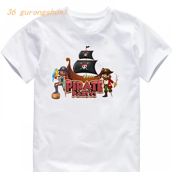 deti t tričko pre chlapcov lebky Pirátske strany Lode dieťa oblečenie dievčatá oblečenie deti tshirt dievča cartoon Papagáj grafické t-shirt