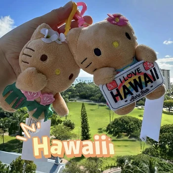 Havajská Hello Kitty Black Kožené Skateboard Prívesok Anime, Komiksu Sanrio Kitty Oblečenie Pre Bábiku Taška Visí Vlasy Slučky Sponky Do Vlasov Darček