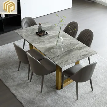 Jednoduchý jedálenský stôl kombinácia Moderných veľké a malé rodinný dom obdĺžnikového luxusný kamenný jedálenský stôl