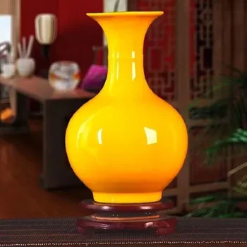 Jingdezhen Žltá Keramické Vázy, Všetky Žlté Glazúra Domáce Remeslá, Obývacia Izba, Kancelária, Dekorácie, Svadobné Dary