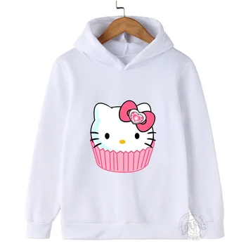 Kawaii Hello Kitty Mikina S Kapucňou Deti Oblečenie Dievčatá Oblečenie Móda Baby Chlapci Oblečenie Na Jeseň Teplá Mikina Deti Topy