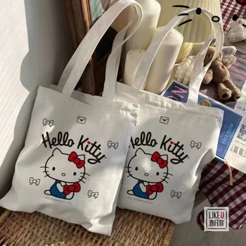 Kawaii Hello Kitty Plátené Tašky Sanrio Anime Študent Prenosné Veľkú Kapacitu Make-Up Umývanie Dochádzanie Cartoon Skladovanie Tašky Dievčatá Darček