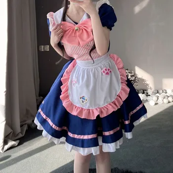 Kawaii Lolita Anime Slúžka Oblečenie Ružová + Modrá Cosplay Slúžka Oblečenie Lolita Sukne, Kostýmy Roztomilý Japonské Cosplay Kostým Anime Oblečenie