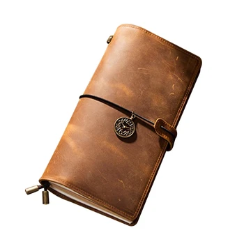 Kožené Prenosné Retro Notebook A6 Vintage Cestovateľov Vestník Ručne Vyrábané Kožené Pre Písanie/Básnikov/Cestujúci/Denný Poznámka
