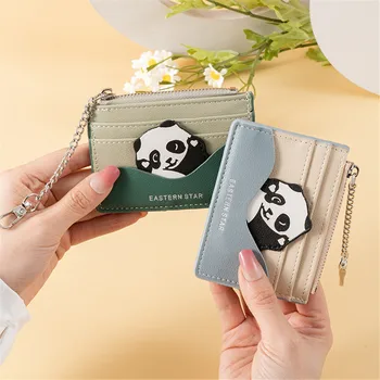 Krásne Panda Mince Kabelku Malé Peňaženky Ultra-Tenké Držiteľa Karty Mini Zips Kabelku Keychain Krátke Multi-Card Pozíciu Peňažné Taška