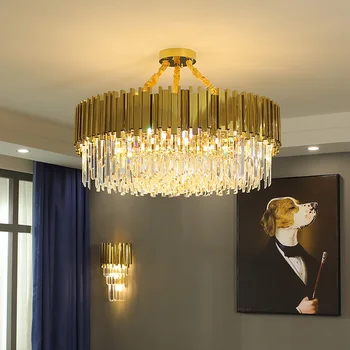 Luxusné Led Zlatý Luster Obývacia Izba Moderne Železa Kolo Crystal Visiace Lampy, Spálne, Kuchyne Ostrov Dekoratívne Osvetlenie Zariadenie
