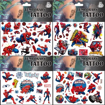 Marvel Tetovanie Nálepky Nepremokavé Roztomilý Spider-Man Nálepky Anime Narodeninovej Party Dodávky Dekorácie Deti Gif
