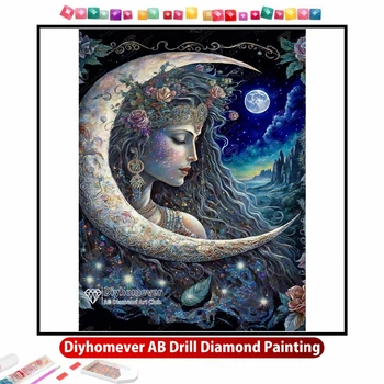 Mesiac Bohyne AB Diamond Maľovanie Výšivky Fantasy Žena Krajiny Umenie Cross Stitch Mozaikové Obrázky Ručné Domova Darček