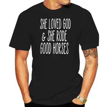Milovala Boha A Ona Jazdil Dobré Kone ženy fashion tričko žena darček topy estetické tumblr grunge slogan bavlna t-shirt tees