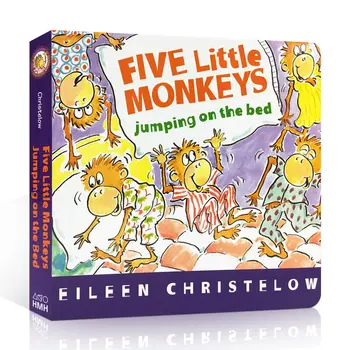 Milu Pôvodné Anglické Darček Audio Obrázkové Knihy Päť Malé Opice Skákať Na Posteli Sedí V TreefiveliTTle