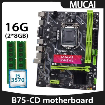 MUCAI B75 doske LGA 1155 kit set S procesorom Intel core i5 3570 CPU procesora a pamäťových modulov DDR3 16GB(2*8 GB) RAM 1600MHZ pamäť PC Počítač