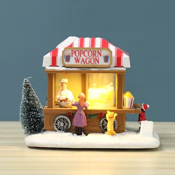 Nové Kreatívne Snow Chata Osvetlené Malý Dom Popcorn Jedálenský Auto, Vianočné Dekorácie, Ozdoby, Vianočné Darčeky