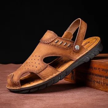 Nové Rímske Sandále Originálne Kožené pánske Topánky Letné Pohodlné Sandále Chôdzu Kvalitné Vonkajšie Papuče Pláži Mužov Ležérne Topánky