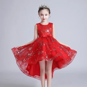 Nový Kvet Dievča Koncové Šaty Elegantné Loptu Luk Dievča Princezná Šaty Pre Svadobné Zobraziť Výkon Kostým Baby Girl Party Šaty