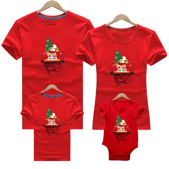Nový Rok Dievčatá Chlapec Mama Otec T-shirt Vianoce Rodine Zodpovedajúce T-shirt Dospelých, Deti T-shirt Dieťa Remienky Otec, Matka, Syn, Dcéra