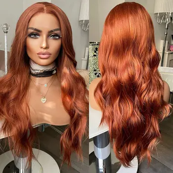 Orange White Voľné Vlny Syntetické Vlasy 13X4 Predné Čipky Parochne Glueless Vysoká Kvalita Tepelne Odolných Vlákien Vlasov Pre Ženy Móda