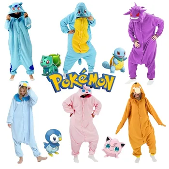 Originálny Obrázok Pokemon Onesie Pikachu Squirtle Cosplay Kostým Pyžamo Kigurumi Celého Tela Pijama Sleepwear Hračky Pre Deti, Darčeky