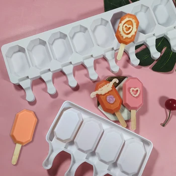 Osemhranné Gem Silikónové Ice Cream Formy DIY Čokoláda Dezert Popsicle Formy Kuchyňa Blok Ľadu, Takže Nástroj