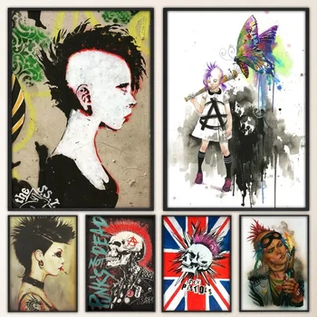 Punk v Štýle Art Rock obrázok Plagátu samolepiace Umenie HD Kvalite Plagátu na Stenu Umenie Maľba Štúdia Stenu Decor Malé