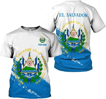 Pánske T-Shirts El Salvador štátny Znak Vytlačené Pulóver O Krk Krátky Rukáv Vlastné Meno Nadrozmerné Oblečenie T-Košele Pre Mužov