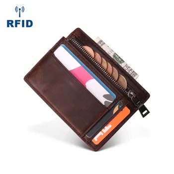 RFID Originálne Kožené vrece viaceré karty sloty ID taška karty prípade mince purset multi-funkčný zips, malé peňaženky