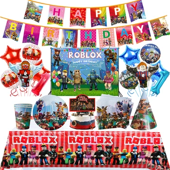 Roblox Narodeninovej Party Dekorácie Supplie Roblox Hra Oslavu, Balóny Jednorázový Riad Pohár Doska Baby Sprcha Hračky