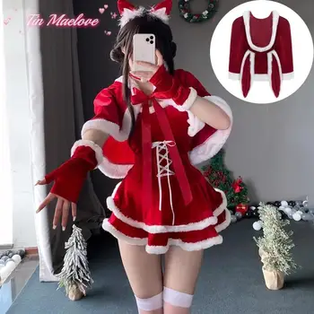 Roztomilý Zajačik Santa Claus Jednotné Cosplay Vianočné Vzhľad Ženy Magic Oblečenie Top Sukne Rukavice Kostýmy