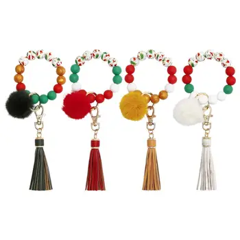 Silic Náramok Korálkový Vianočné Farba Keychain Prenosný Držiak Na Kľúče
