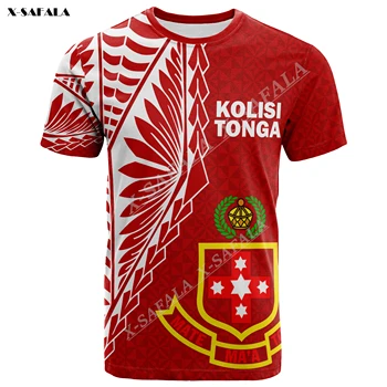 Tonga Kolisi Atele Tongan Polynézskej 3D Tlač Muži T-Košele, Topy, Tričká Krátky Rukáv Bežné Mlieko Vlákna Rýchle Suché Priedušná