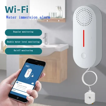Tuya Wi-Fi Ponorenie do Vody Alarm Double Hladina Vody Inteligentná Detekcia Úniku Pretečeniu Detektor APP Kontroly Pravidelné Monitorovanie