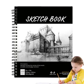 Umelec Náčrt Pad 9x12inch Sketch Book S 100 Listov Prázdne Stránky, Skicovanie Notebook S Hladké Písanie Na Ceruzky Pastelky
