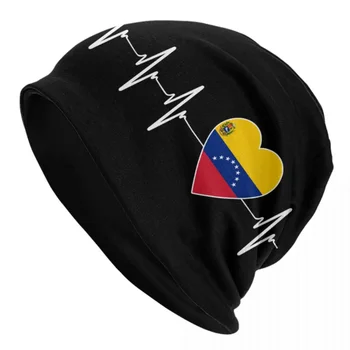 Venezuelskej Tep Skullies Čiapky Čiapky Unisex Zime Teplé Pletené Klobúk Hip Hop Venezuela Vlajka Srdce Kapoty Klobúky Vonkajšie Lyžiarske Spp