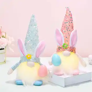 Veľkonočné Anonymný Gnome Králik Bábika s LED Svietiace Jarné Veľkonočné Party Dekorácie pre Domov Bunny Ornament Deti Hračky, Darčeky
