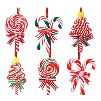 Vianočný Strom Dekorácie Ornament Mäkká Hlina Lízatko Candy Cane Strom Prívesok