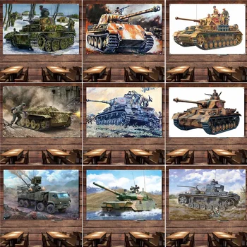 Vojna Umelecké Plátno Plagáty Stene Visí Vlajka - Vojenské Zbrane, Brnenie Dekor Tapestry - Moderné Ťažký Tank Bannery pre Dekorácie